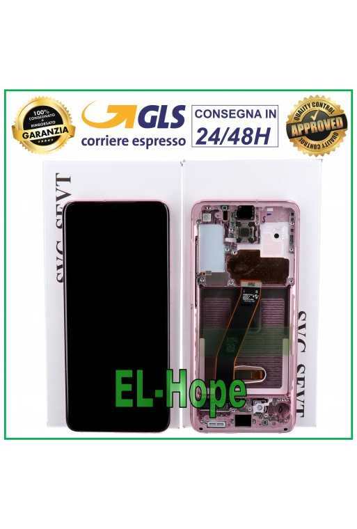 DISPLAY FRAME ORIGINALE SAMSUNG S20 SM-G980 G981 TOUCH SCREEN ROSA GH82-22131D