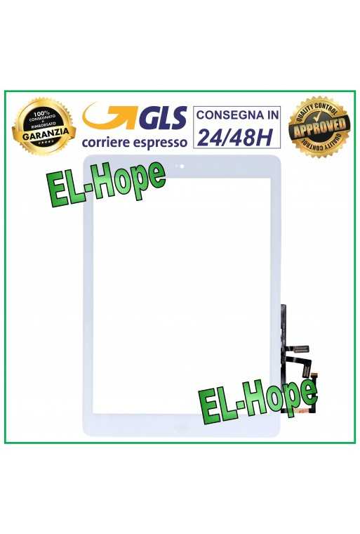 TOUCH PER APPLE IPAD 5 AIR WIFI 3G A1474 A1475 A1476 VETRO BIANCO + TASTO HOME