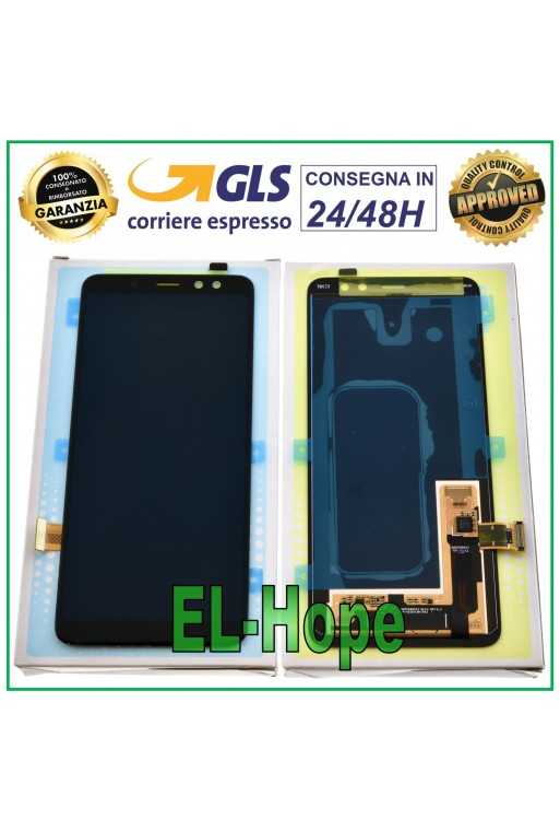DISPLAY ORIGINALE SAMSUNG A8 2018 SM A530 TOUCH SCREEN VETRO NERO GH97-21406A
