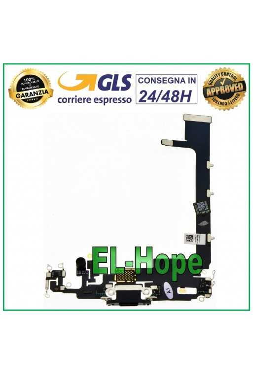 CONNETTORE DI RICARICA APPLE IPHONE 11 PRO MAX MICROFONO DOCK CARICA FLEX NERO