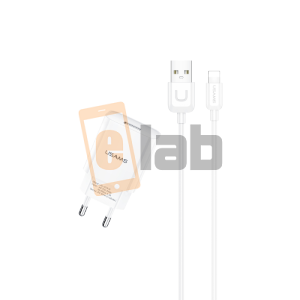 CARICABATTERIE COMPLETO LIGHTNING BIANCO T21 + T18 10W USAMS