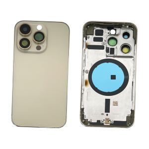 BACK COVER PER IPHONE 14 PRO ORO GOLD CON FRAME COMPATIBILE