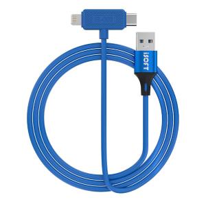 CAVO TRASMISSIONE DATI SUNSHINE ISOFT IS-006 USB A DOPPIA USCITA LIGHTNING + TYPE-C