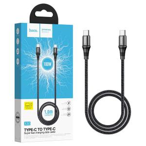 CAVO TYPE-C + TYPE-C HOCO X50 100W 5A 1M NERO - BLISTER RETAIL