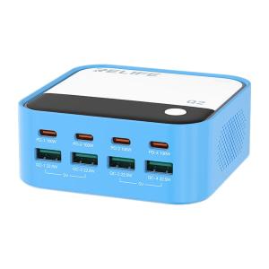 CARICABATTERIE DA BANCO RELIFE Q2 CON 8 PORTE 120W CON ILLUMINAZIONE AMBIENTALE RGB - BLU