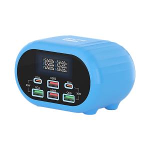 CARICABATTERIE DA BANCO RELIFE RL-309U CON 6 PORTE 72W - BLU