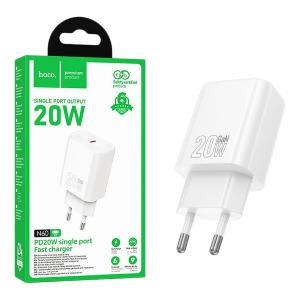 PRESA USB-C TYPE-C HOCO N60 20W 3A BIANCO - BLISTER RETAIL
