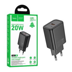 PRESA USB-C TYPE-C HOCO N60 20W 3A NERO - BLISTER RETAIL