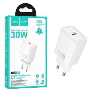PRESA USB-C TYPE-C HOCO N62 30W 3A BIANCO - BLISTER RETAIL