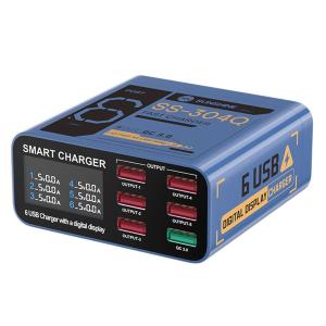 CARICABATTERIE DA BANCO SUNSHINE SS-304Q CON 6 PORTE 40W BLU