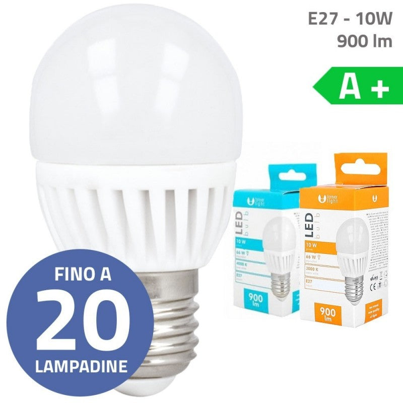 Bundle fino a 20pz Lampadine LED Bulb E27 G45 10W 900lm Luce Calda - Luce Fredda in Ceramica
