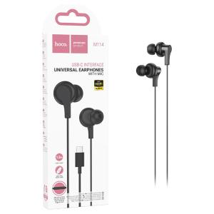 CUFFIE AURICOLARI HOCO M114 TYPE-C HANDSFREE CON MICROFONO NERO - BLISTER RETAIL