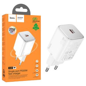 PRESA USB-C TYPE-C HOCO N40 20W 3A BIANCO - BLISTER RETAIL