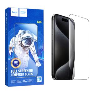 PELLICOLA TEMPERATA PER IPHONE 14 PRO MAX CON BORDO NERO HOCO G14 0.33mm 10pz