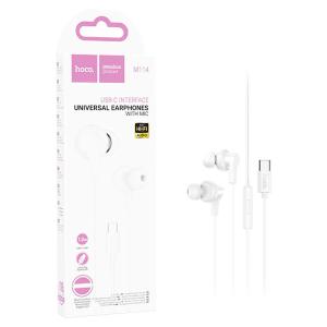 CUFFIE AURICOLARI HOCO M114 TYPE-C HANDSFREE CON MICROFONO BIANCO - BLISTER RETAIL