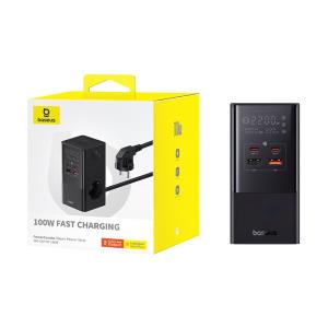 PRESA CARICABATTERIE DA TAVOLO BASEUS POWERCOMBO TOWER 100W NERO E00023609113-00