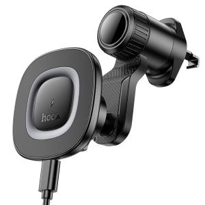 SUPPORTO PER AUTO HOCO HW30 CON RICARICA WIRELESS QUICK CHARGE 15W 1.67A NERO - BLISTER RETAIL