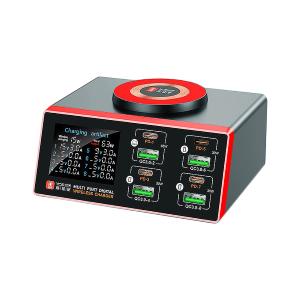 CARICABATTERIE DA BANCO YCS-S600 CON 8 PORTE 140W CON RICARICA WIRELESS 15W