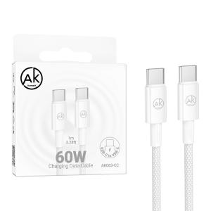 CAVO TYPE-C + TYPE-C AURMARK AK063-CC 1M BIANCO - BLISTER RETAIL