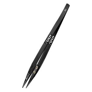 PINZA IN ACCIAIO 2UUL TW32 BLACK-K PUNTA PIATTA IN CERAMICA