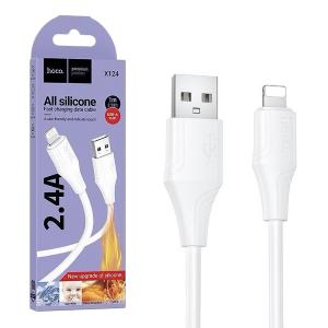 CAVO USB + LIGHTNING HOCO X124 18W 2.4A 1M BIANCO - BLISTER RETAIL
