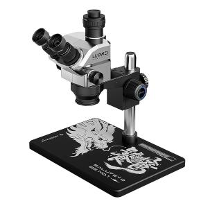 MICROSCOPIO LUOWEI LW-TR03-B3TV-DP01 TRINOCULARE 7-68X CON INTERFACCIA 0.5CTV BASE IN ALLUMINIO E MONITOR 10.2