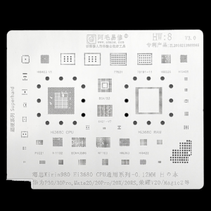 STENCIL PER REBALLING FULL IC MATE 20 - MATE 20 PRO - HONOR V20 / CPU KIRIN 980 Hi3680 HW8 AMAOE