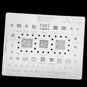 STENCIL PER REBALLING FULL IC XIAOMI CC9 - CC9E - MI A3 - REDMI NOTE 8 / CPU SM6125-SDM710 MI11 AMAOE