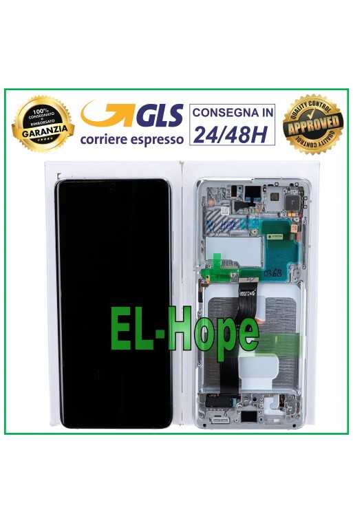 DISPLAY LCD FRAME ORIGINALE SAMSUNG S21 ULTRA SM-G998 TOUCH SILVER GH82-24925B
