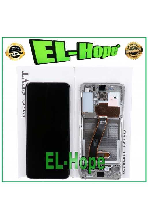 DISPLAY FRAME ORIGINALE SAMSUNG S20 SM-G980 G981 TOUCH SCREEN BIANCO GH82-22123B