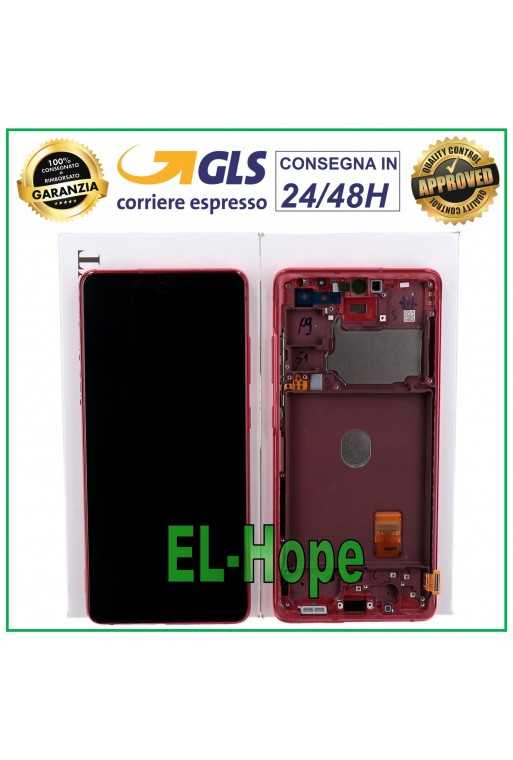 DISPLAY FRAME ORIGINALE SAMSUNG S20 FE SM-G781F TOUCH SCREEN ROSSO GH82-24219E