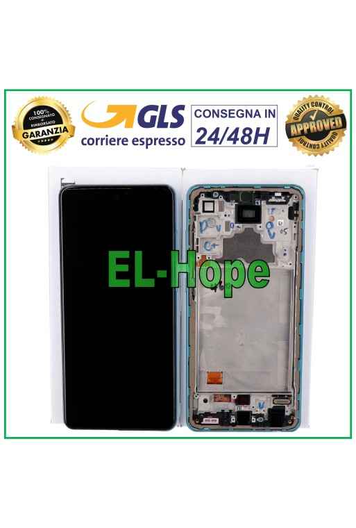 DISPLAY ORIGINALE SAMSUNG A72 SM A725 A726 TOUCH SCREEN FRAME BLU GH82-25542B