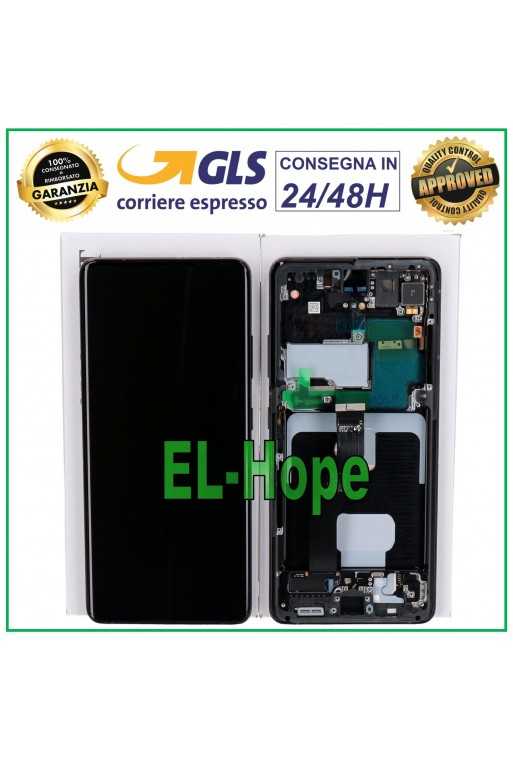 DISPLAY LCD ORIGINALE FRAME SAMSUNG S21 ULTRA SM-G998 TOUCH NERO GH82-26035A