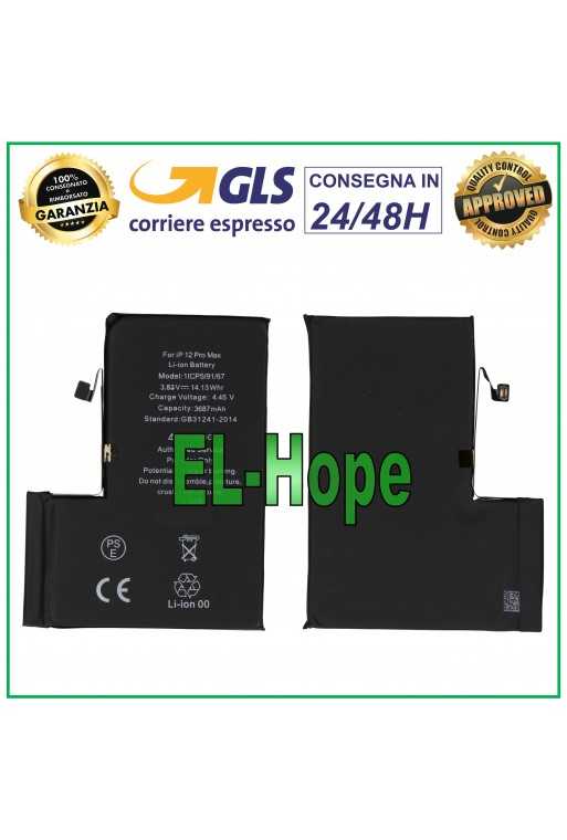BATTERIA DI RICAMBIO PILA PER IPHONE 12 PRO MAX A2466 3687 mAh 4.45V