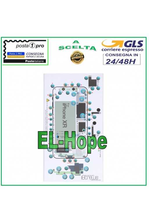 ISCREWS MAPPA ALLOGGIO VITI PAD ILLUSTRATO PER SMONTAGGIO APPLE IPHONE XR