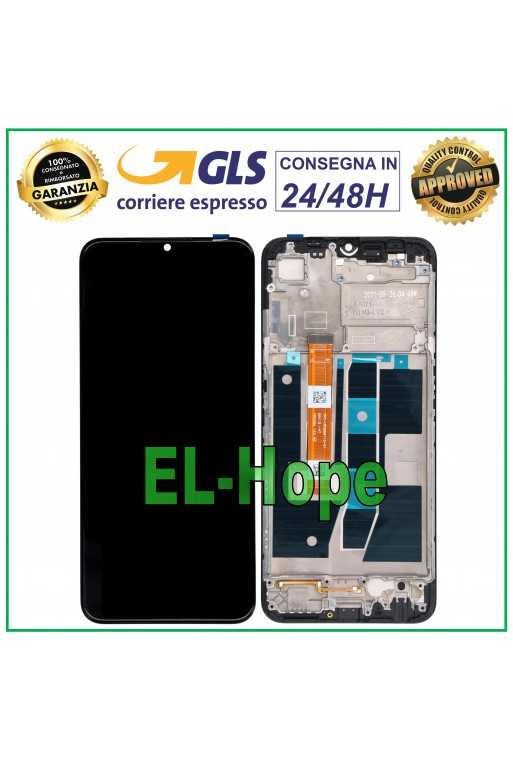 DISPLAY LCD + FRAME PER OPPO A16S CPH2271 / A16 CPH2269 TOUCH SCREEN VETRO NERO