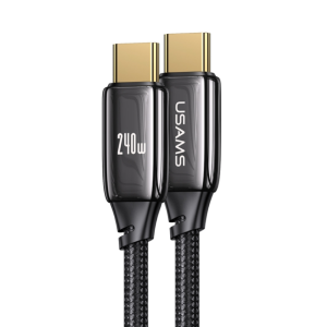 CAVO DI RICARICA TYPE-C / TYPE-C IN LEGA DI ZINCO 240W 1.2M NERO US-SJ580 U82 USAMS