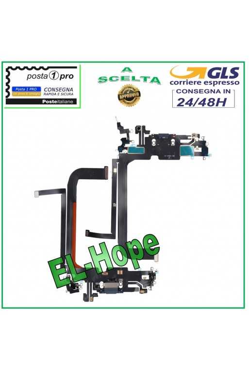 CONNETTORE RICARICA APPLE iPhone 13 PRO MAX FLAT FLEX MICROFONO DI CARICA BLU