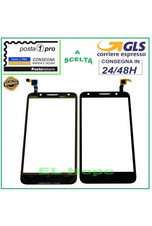 TOUCH SCREEN VETRO ALCATEL Pixi 4 5,0&amp;quot; 5045 5045X DIGITIZER VETRINO NERO