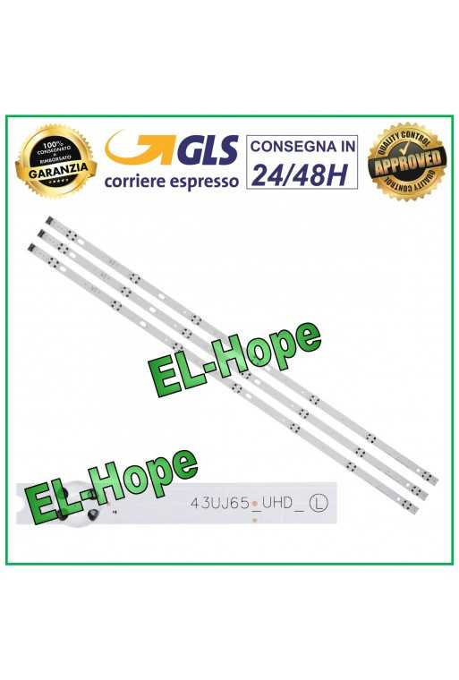 KIT 3 BARRE STRIP 7 LED PER TV 43&amp;quot; LG 43UJ65-UHD-L HC430DGGABTL HC430DUNABSR