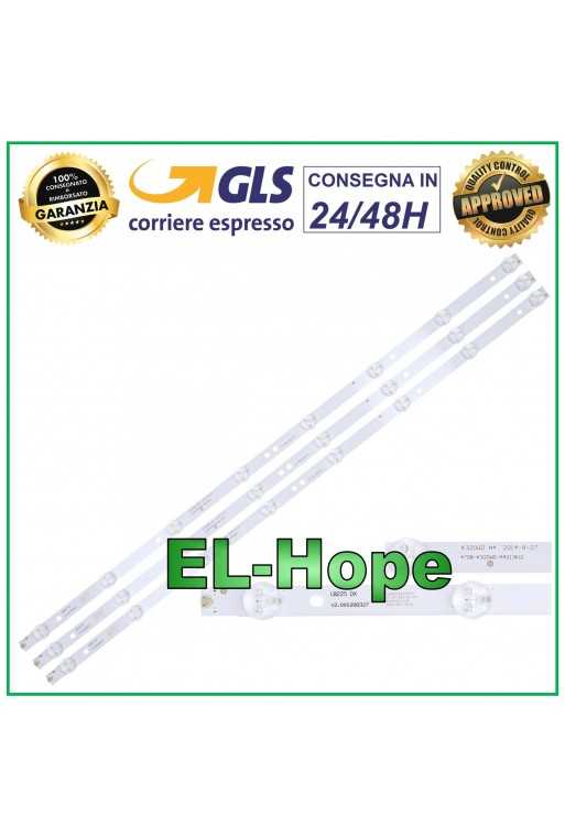 KIT 3 BARRE STRIP 8 LED TV 32&amp;quot; PHILIPS 4708-K320WD 32PFL3045 - TCL LE32D59 618mm