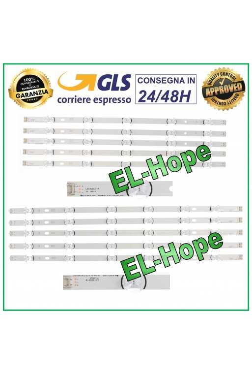 KIT 10 BARRE STRIP LED PER TV LG 55&amp;quot; LB160DZ-A LB161DZ-B 6916L-1989A 6916L-1990