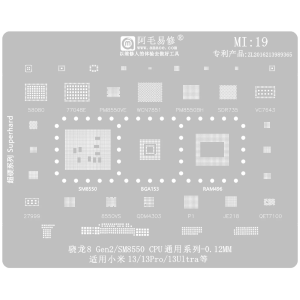 STENCIL PER REBALLING FULL IC XIAOMI 13 / 13 PRO / 13 ULTRA CPU SM8550 MI19 AMAOE