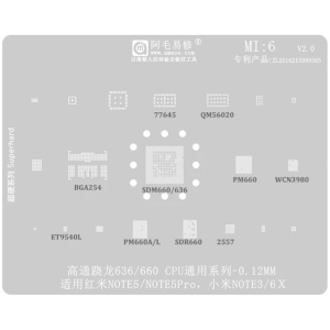 STENCIL PER REBALLING FULL IC XIAOMI REDMI NOTE 5 / 5 PRO / 3 / 6X SDM660/SDM636 CPU MI6 AMAOE