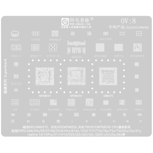 STENCIL PER REBALLING FULL IC OPPO - VIVO / CPU SNAPDRAGON 695 SM6375 DIM 700 810 OV8 AMAOE