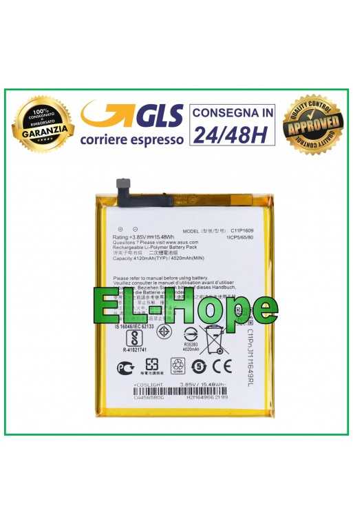 BATTERIA C11P1609 PER ASUS ZENFONE 3 MAX ZC553KL X00D 4120 mAh PARI ORIGINALE